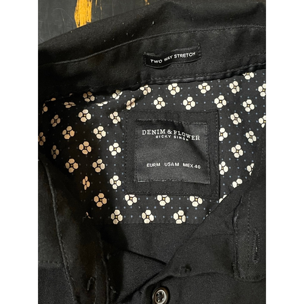Men's Denim & Flower Black Casual Button Down Shirt M sleek - Picture 2 of 5
